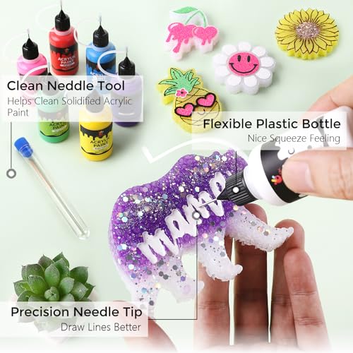 MUBYOK 1oz Matte Acrylic Paint Set with Precision Applicator Cap for Car Freshie Painting, Drawing and DIY Arts & Crafts Supplies for Adults(Pack of 12) - Image 4