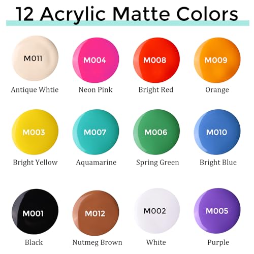 MUBYOK 1oz Matte Acrylic Paint Set with Precision Applicator Cap for Car Freshie Painting, Drawing and DIY Arts & Crafts Supplies for Adults(Pack of 12) - Image 5