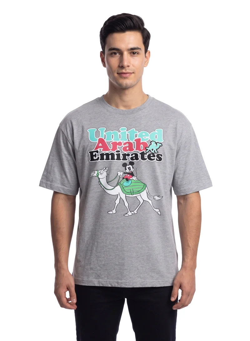Disney Mickey Mouse UAE Graphic Men’s Drop Shoulder T-Shirt | United Arab Emirates Character Print Casual Cotton Tee