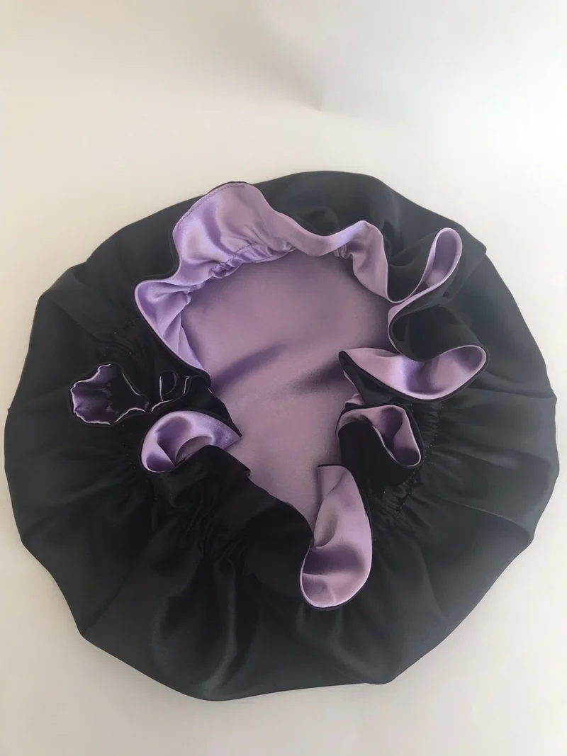 براتيك ديكيسكو Practical Dikisco Double Sided Lilac Gold Satin Hair Cap / Beret for Curly Hair