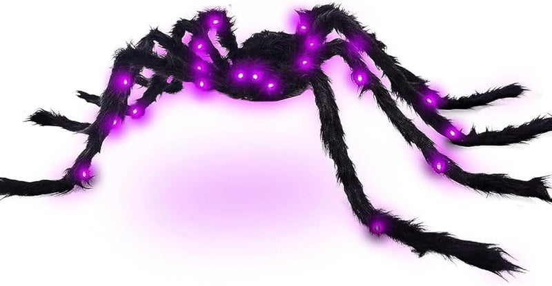 150 سم عنكبوت واقعي متوهج زينة الهالوين دمية LED لدعامة المنزل المسكون - Image 2