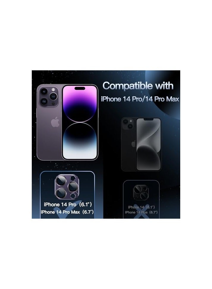 JETech Camera Lens Protector for iPhone 14 Pro 6.1-Inch and iPhone 14 Pro Max 6.7-Inch, Full Coverage 9H Tempered Glass Ring Cover, Matte Metal Plate, Case Friendly, 1-Pack (Deep Purple) - Image 2