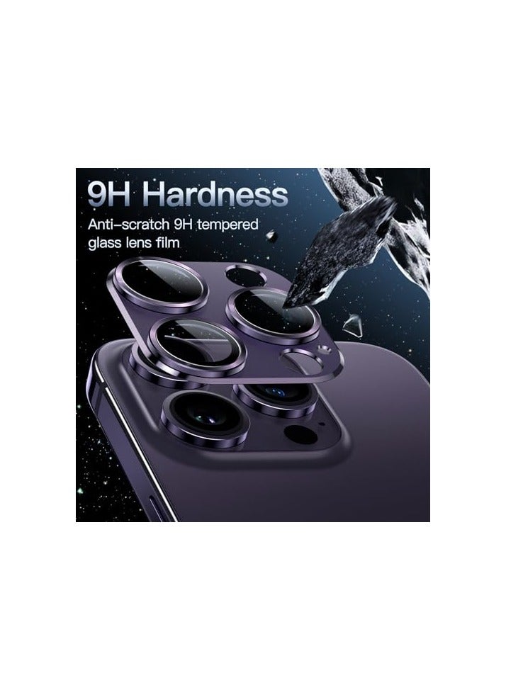 JETech Camera Lens Protector for iPhone 14 Pro 6.1-Inch and iPhone 14 Pro Max 6.7-Inch, Full Coverage 9H Tempered Glass Ring Cover, Matte Metal Plate, Case Friendly, 1-Pack (Deep Purple) - Image 3