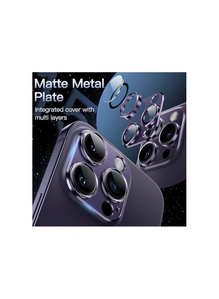 JETech Camera Lens Protector for iPhone 14 Pro 6.1-Inch and iPhone 14 Pro Max 6.7-Inch, Full Coverage 9H Tempered Glass Ring Cover, Matte Metal Plate, Case Friendly, 1-Pack (Deep Purple) - Image 5