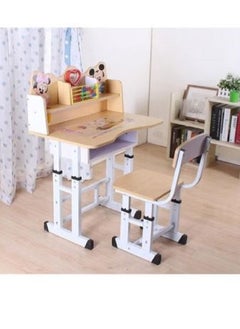 AGD Educational Kids Desk Study Table Chair with Clock and Wooden Counter 