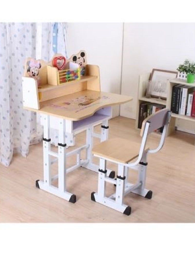 AGD - Educational Kids Desk Study Table Chair with Clock and Wooden Counter - Image 1