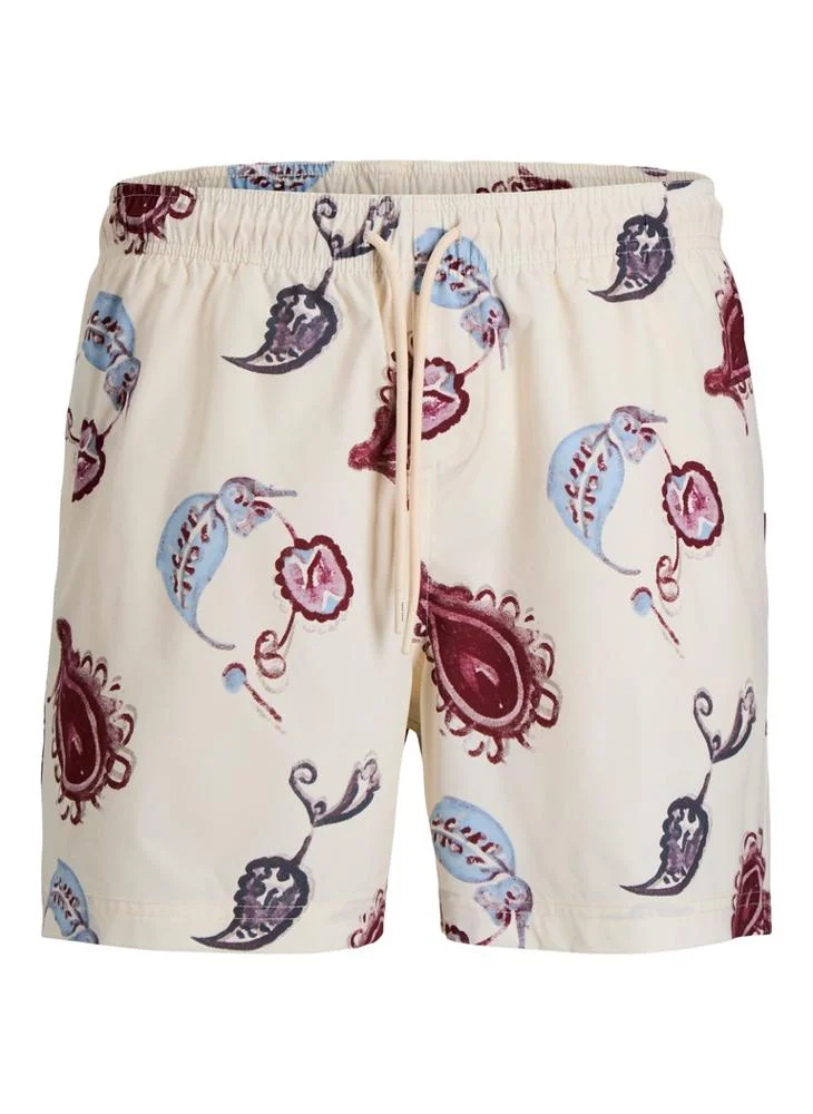 Printed Drawstring Swim Shorts