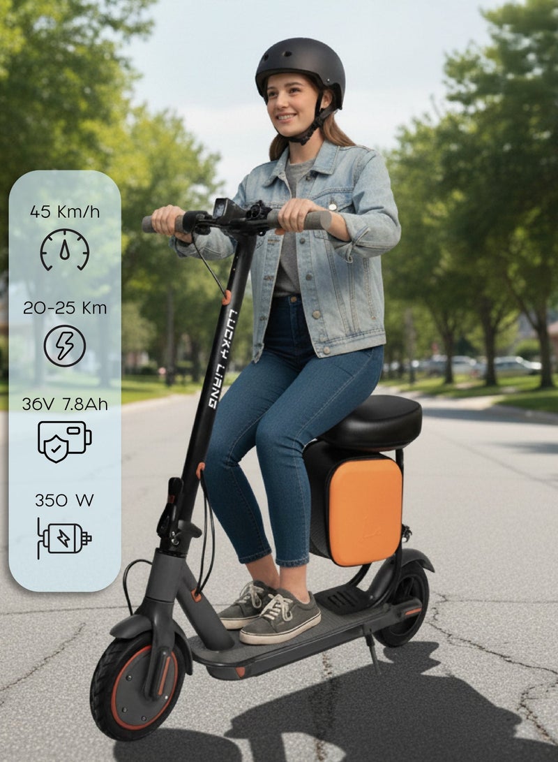 لاكي ليانغ سكوتر كهربائي قابل للطي LUCKY LIANG L11 Plus مع مقعد، موتور 350 واط، بطارية 36V 7.8Ah، سرعة 45 كم/س، مدى 35 كم، إطارات طريق 8.5 إنش، هيكل ألومنيوم، 3 سرعات + خوذة وسترة مجانية - Image 2