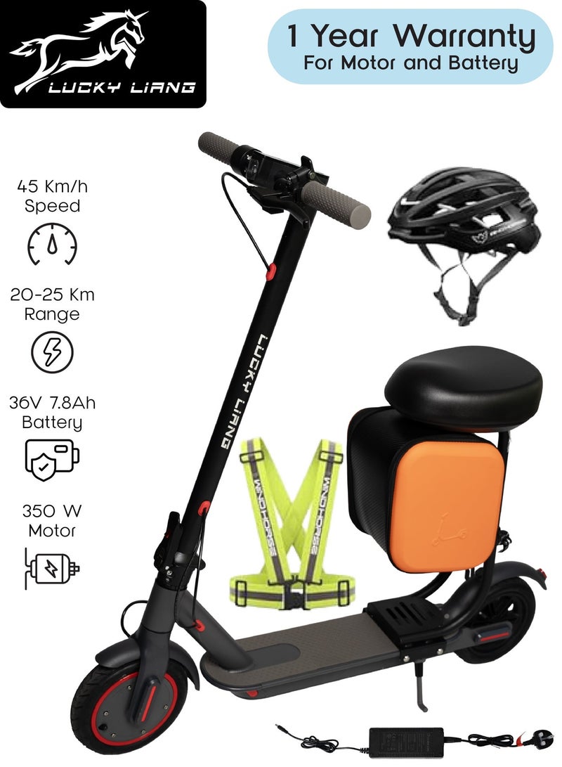 لاكي ليانغ سكوتر كهربائي قابل للطي LUCKY LIANG L11 Plus مع مقعد، موتور 350 واط، بطارية 36V 7.8Ah، سرعة 45 كم/س، مدى 35 كم، إطارات طريق 8.5 إنش، هيكل ألومنيوم، 3 سرعات + خوذة وسترة مجانية - Image 1