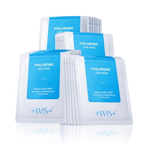 +WIS+ WIS Hyaluronic Acid Face Mask 24 EA with Hyaluronic Acid Serum and Vitamin B5 Hydrating Facial Mask for Dry Skin AntiAging Mask to Plump and Repair Dehydrated Skin Safe on Sensitive Skin