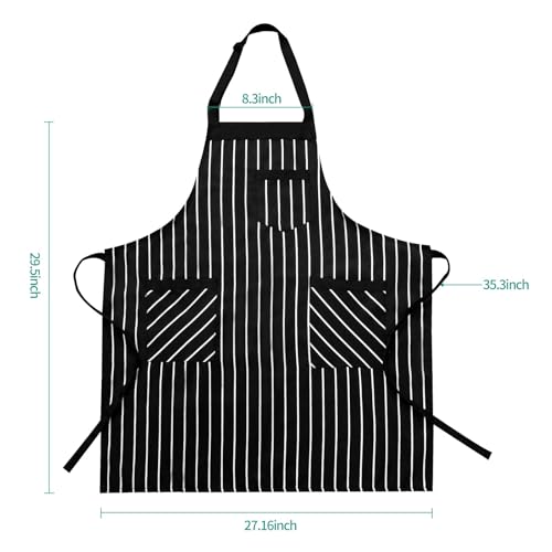 NLUS 2 Pack Kitchen Cooking Aprons, Adjustable Bib Soft Chef Apron with 3 Pockets for Men Women (Umber/Black) - Image 5
