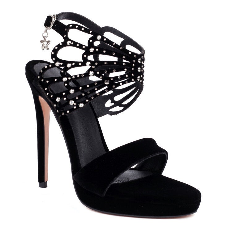 Summer Shallow Open Toe Sandals Stiletto Heel Super High Heel Sandals Women'S Rhinestone Hollow Buckle Strap High Heel Sandals - Image 3