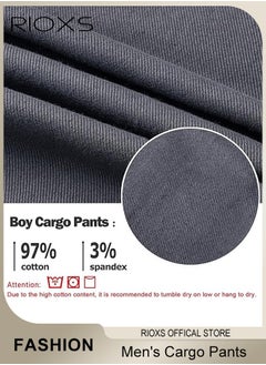 RIOXS Cargo Pants For Men, Comfy Elastic Trouser With Pockets, Men's Athletic Trousers Breathable Sweatpants, Fashion Joggers Sports Pants For Men, Gym Sweatpants Trousers Mens Long Pants  - Image 3