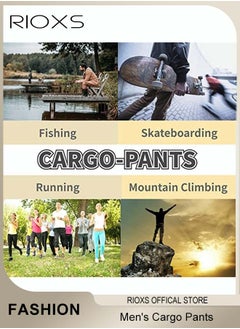 RIOXS Cargo Pants For Men, Comfy Elastic Trouser With Pockets, Men's Athletic Trousers Breathable Sweatpants, Fashion Joggers Sports Pants For Men, Gym Sweatpants Trousers Mens Long Pants  - Image 5
