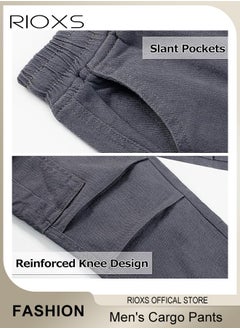 RIOXS Cargo Pants For Men, Comfy Elastic Trouser With Pockets, Men's Athletic Trousers Breathable Sweatpants, Fashion Joggers Sports Pants For Men, Gym Sweatpants Trousers Mens Long Pants  - Image 4