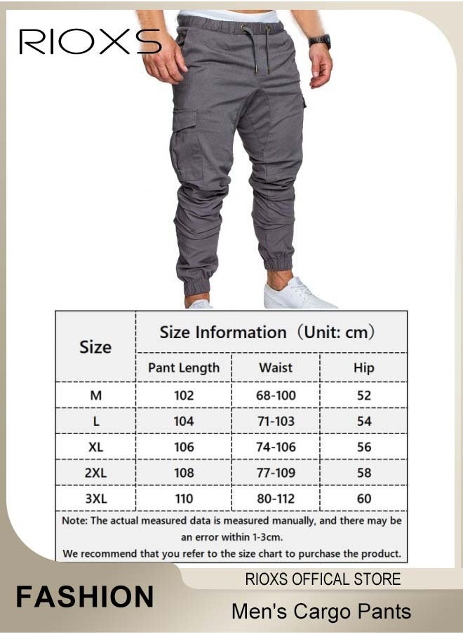 RIOXS - Cargo Pants For Men, Comfy Elastic Trouser With Pockets, Men's Athletic Trousers Breathable Sweatpants, Fashion Joggers Sports Pants For Men, Gym Sweatpants Trousers Mens Long Pants - Image 1