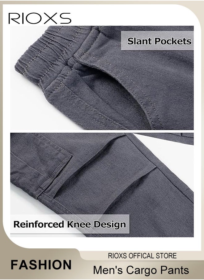 RIOXS - Cargo Pants For Men, Comfy Elastic Trouser With Pockets, Men's Athletic Trousers Breathable Sweatpants, Fashion Joggers Sports Pants For Men, Gym Sweatpants Trousers Mens Long Pants - Image 1