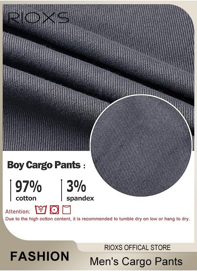 RIOXS - Cargo Pants For Men, Comfy Elastic Trouser With Pockets, Men's Athletic Trousers Breathable Sweatpants, Fashion Joggers Sports Pants For Men, Gym Sweatpants Trousers Mens Long Pants - Image 1