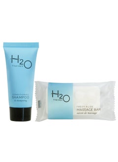 H2O Therapy Bulk Set  1Shoppe Amenities Kit for Hotels  Vacation Rentals  1 oz Massage Bar  085 oz Conditioning Shampoo Travel Size Tube  100 Pieces