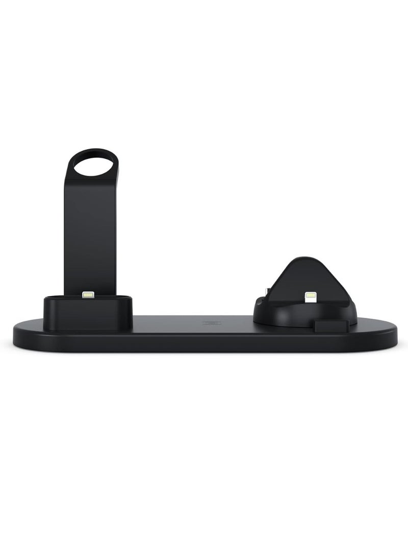 Multi-Function Charging Stand Compatible with iPhone, Android Micro USB & Type-C Phone Wireless 3 in 1 Rotatable Charging Dock - Black
