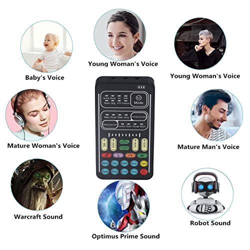 Ashata Audio Mixer, I9 Voice Changer Set Live Sound Card for Live Streaming, Multifunction Portable Recording Mini Sound Card Audio Mixer for Game Anchor Recording Computer (English Version) - Image 5
