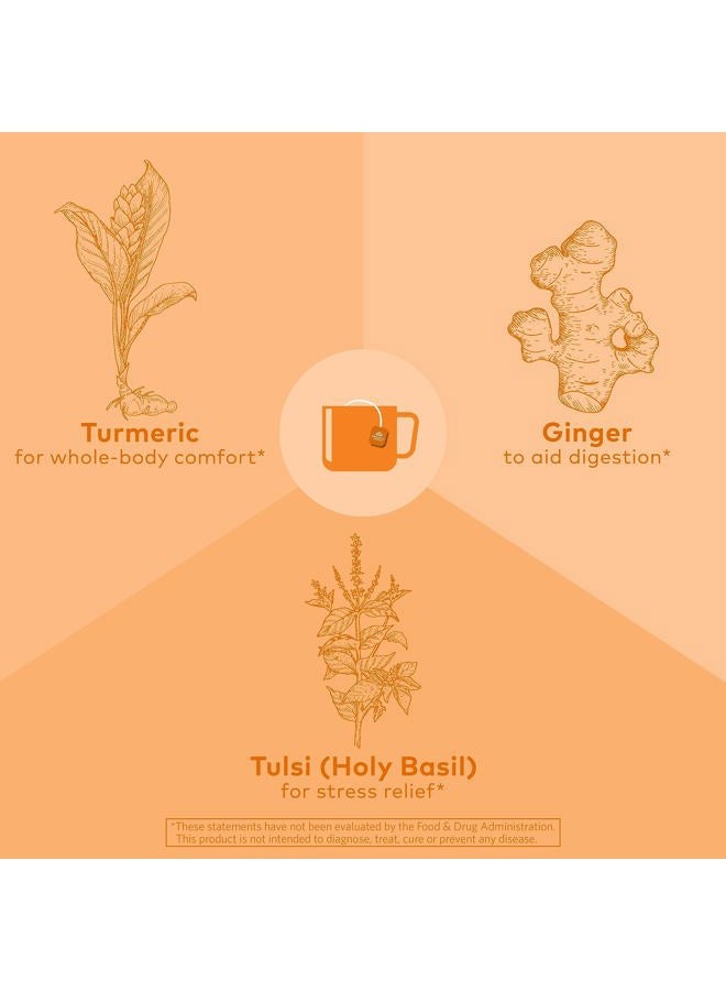 Organic India Tulsi Turmeric Ginger Tea Bags - Herbal Tea, Stress Relieving & Harmonizing, Immune Support, Healthy Inflammatory Response, Aids Digestion, Caffeine-Free - 18 Infusion Bags, 1 Pack - Image 4