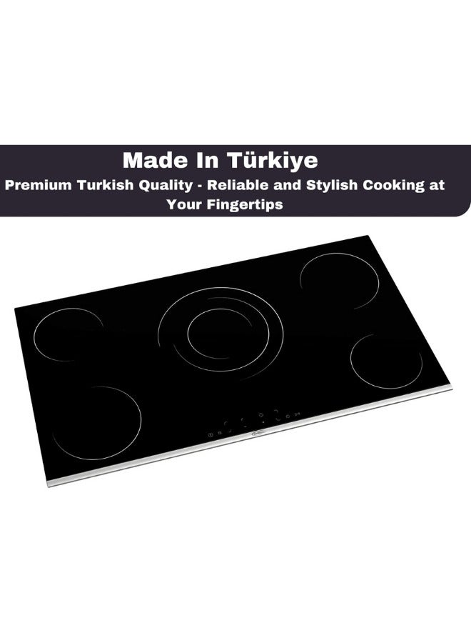 GeneralGold General Gold 90cm Built in Electric Hob 5 Heating Zones, Touch Control, Vitroceramic Surface, Black Glass Material, 5 Burner Cooktop for Small Kitchens - Image 3