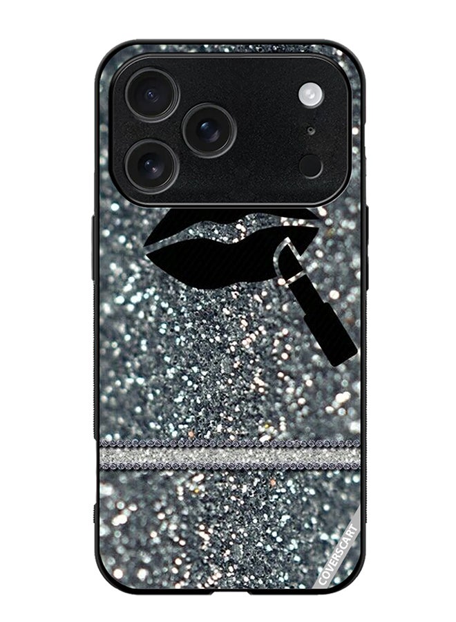 COVERSCART Protective Case Cover For Apple iPhone 17 Pro Max Lipstick On Silver Glitter Design Multicolour