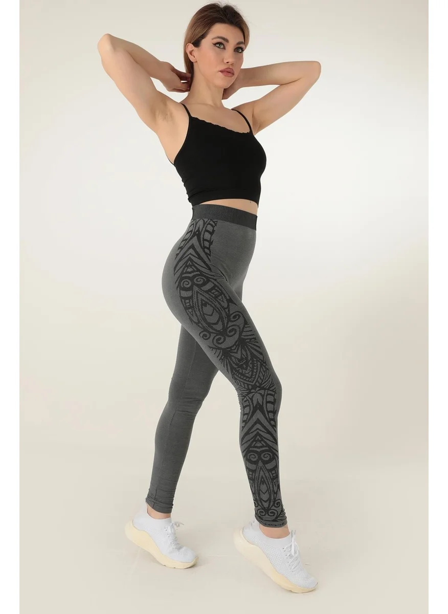 Miorre High Waist Patterned Sports Seamless Tights
