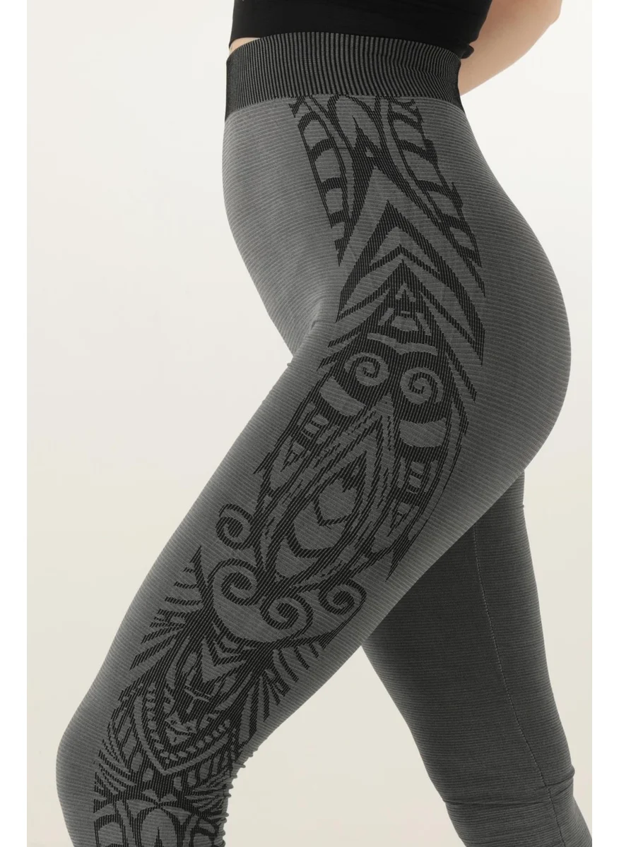 Miorre High Waist Patterned Sports Seamless Tights
