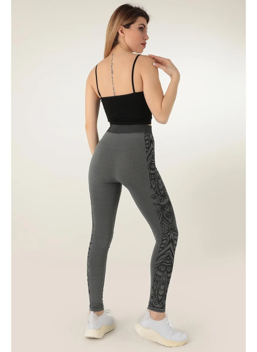 Miorre High Waist Patterned Sports Seamless Tights