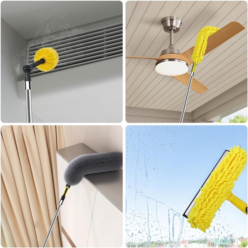 Opow 25 Foot High Ceiling Duster Kits with 5-18ft Heavy Duty Extension Pole, High Reach Duster for Cleaning,Microfiber Feather Duster,Cobweb Duster,Ceiling Fan Duster,Window Squeegee & Cleaner - Image 5