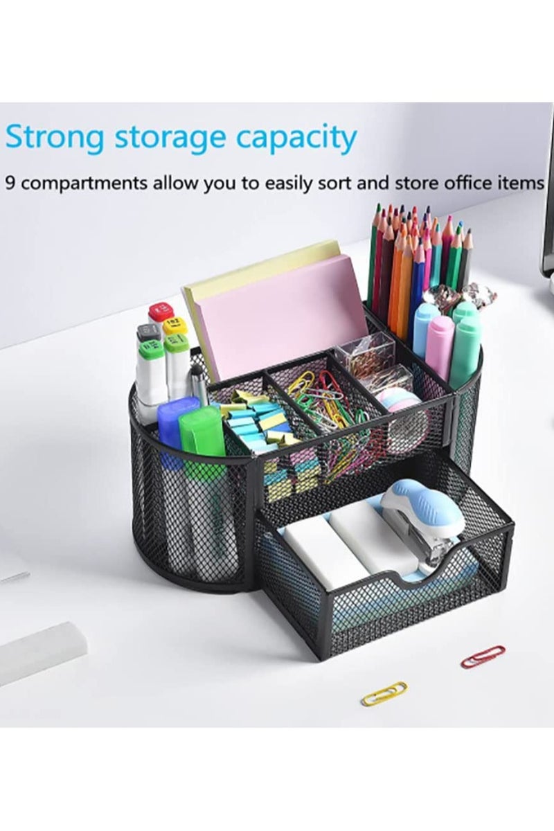 عام منظم مكتب شبكي متعدد الوظائف، حامل أقلام وأدوات مكتبية للمكتب، المنزل، المدرسة، الفصل الدراسي (6 أقسام ودرج واحد). - Image 5