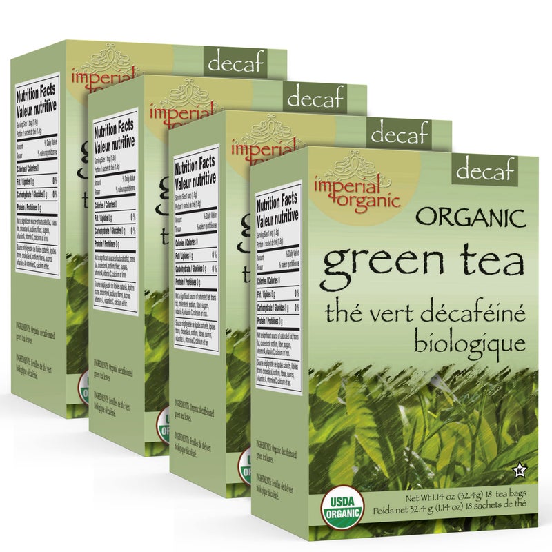 Uncle Lee's Tea Organic Decaf Green Tea, 100% Natural Premium Green Tea Bags, Fresh Flavor, Enjoy with Honey, Hot Tea or Iced Tea Beverages, Pack of 4-18 Tea Bags per Box - Image 1