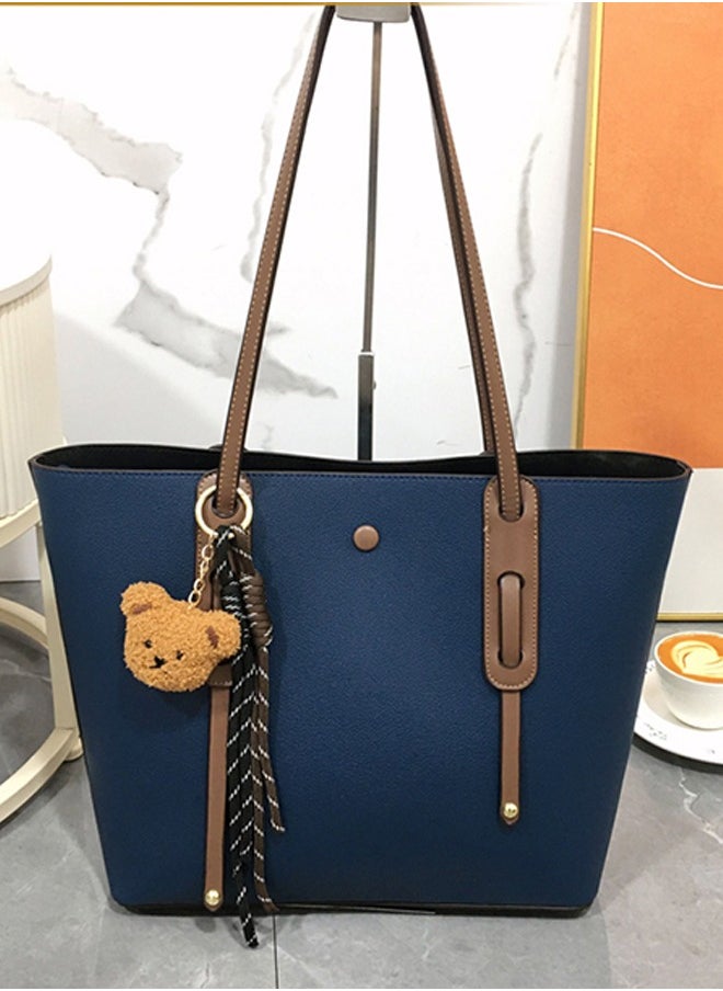 JCB CHIC Shoulder Bags for Women，PU Leather Tote Crossbody Bag Soft Large Capacity，Fashionable Travel Shoulder Bag  Tote Handbag  Weekender Bag Shopper Handbag Travel Purse(546 Blue)  - Image 1