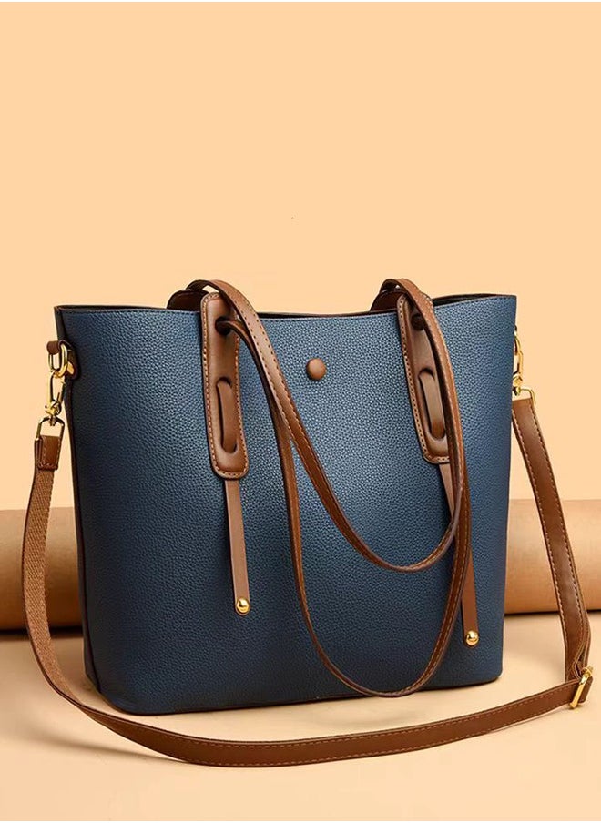 JCB CHIC Shoulder Bags for Women，PU Leather Tote Crossbody Bag Soft Large Capacity，Fashionable Travel Shoulder Bag  Tote Handbag  Weekender Bag Shopper Handbag Travel Purse(546 Blue)  - Image 2