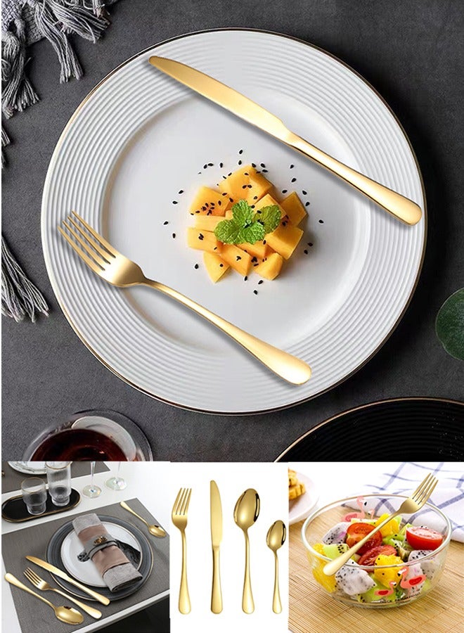 wowofa 24 piece cutlery set dishwasher safe gold cutlery gift box includes fork, spoon, knife, coffee spoon suitable for family gatherings, birthday parties  - Image 4