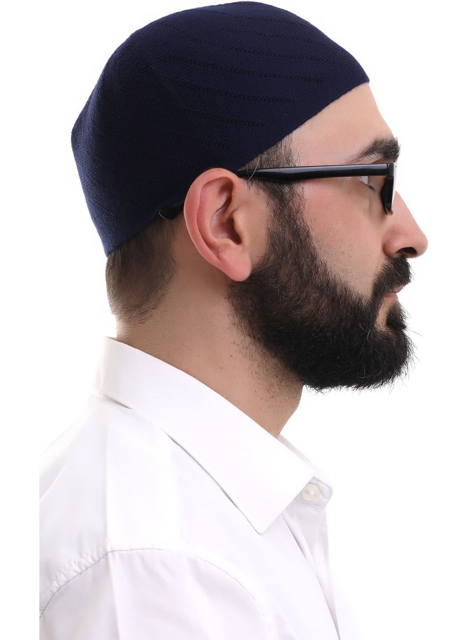 İhvan Ihvan Navy Blue Winter Cross Patterned Woven Skullcap  - Image 4
