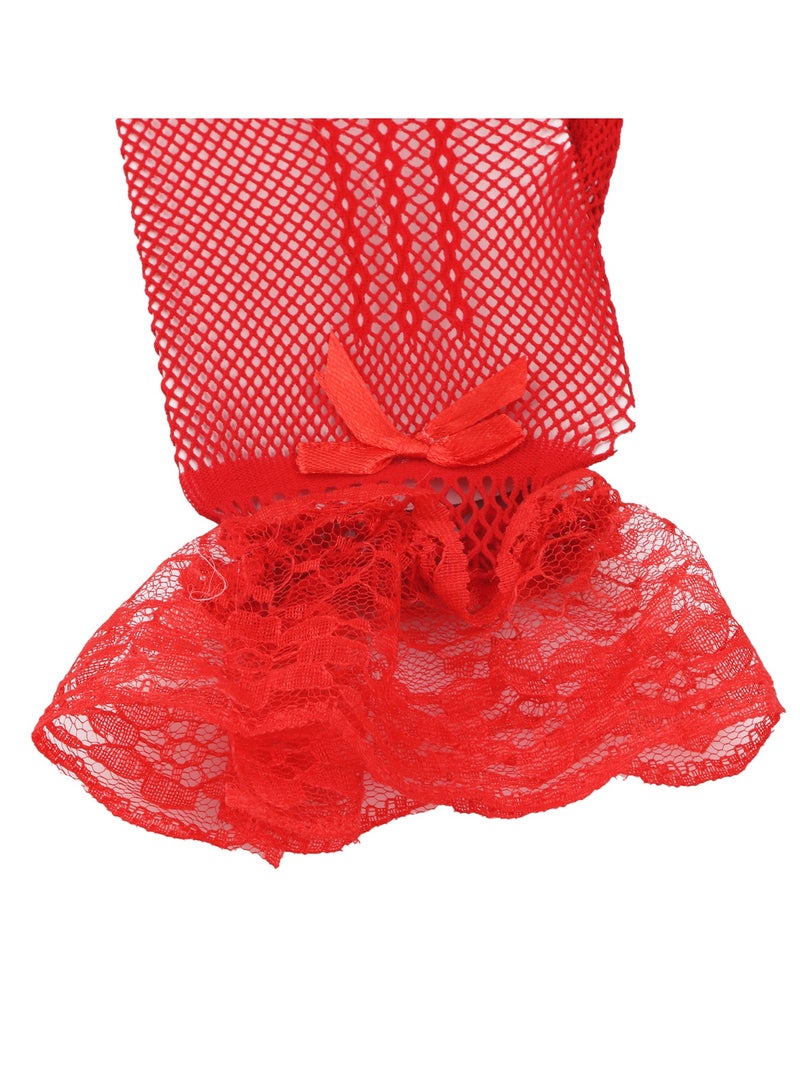 قفازات مرتدة نسائية أنيقة وقفازات صيفية قصيرة لحفلات عشاء الزفاف (حمراء) - Image 4
