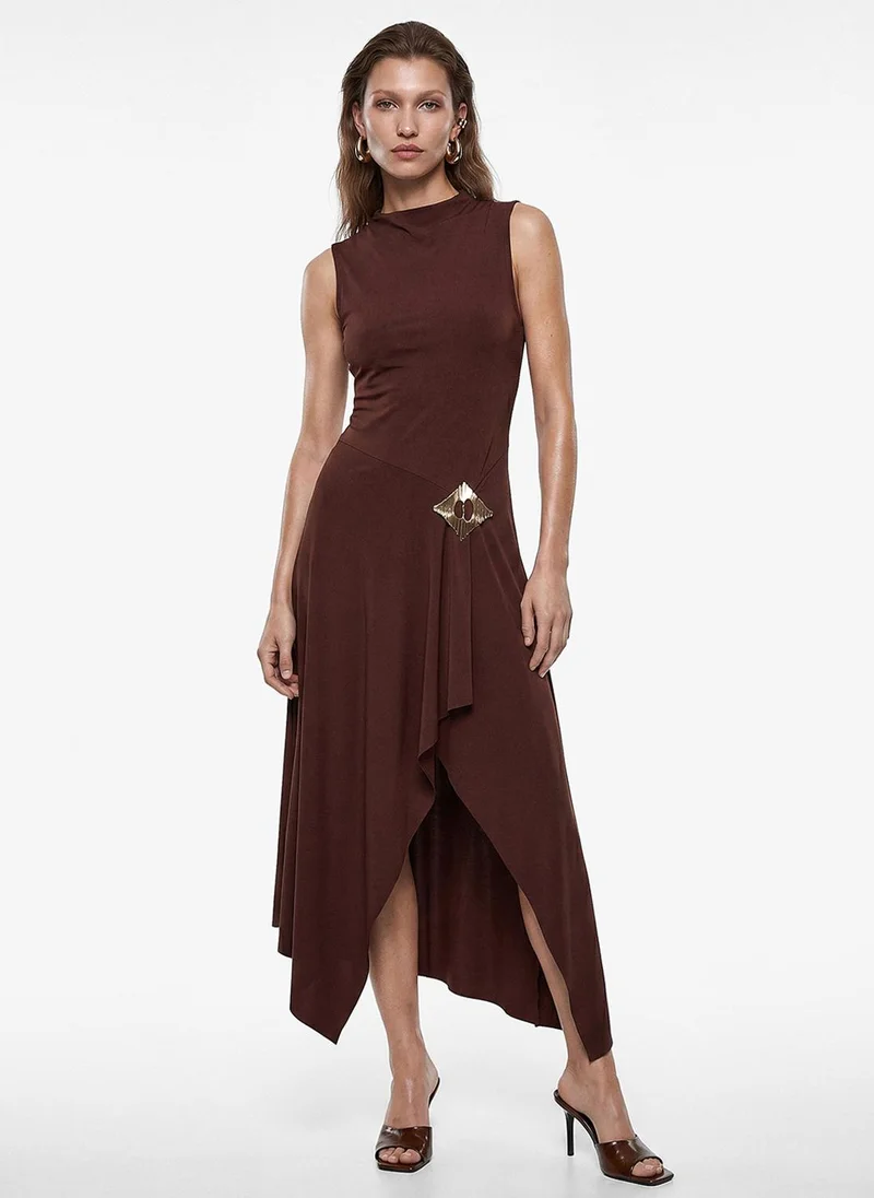 كوتون Asymmetric Sleeveless Midi Dress