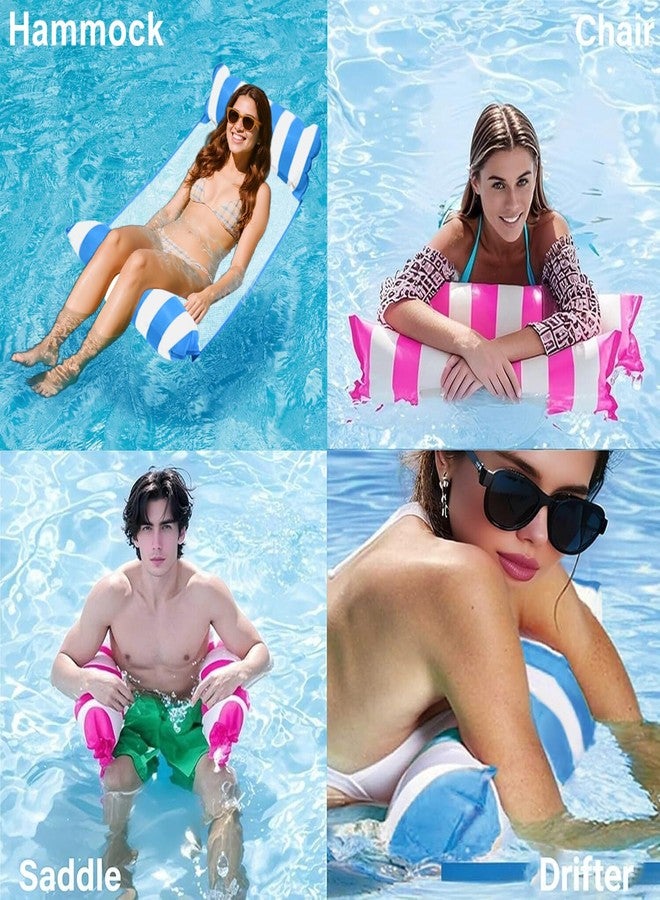 BCWATERFUNPD Pool Floats Adult - Upgraded Inflatable Mesh Floating Rafts, 4-in-1 Multi-Purpose Pool Float, Water Hammock Lounges Floaties for Parties Multi Colors (Blue+Pink) - Image 3