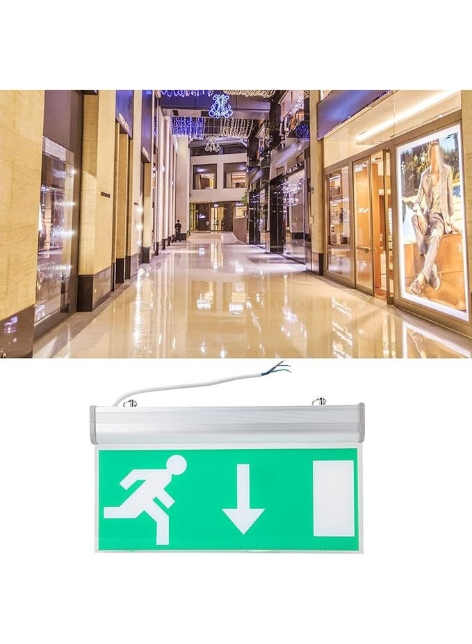 لافتة خروج LED خضراء مزودة بإضاءة طوارئ، أضواء خروج طوارئ مع تنبيه صوتي تلقائي، مؤشر إخلاء آمن للمتاجر والفنادق والمستشفيات - Image 2