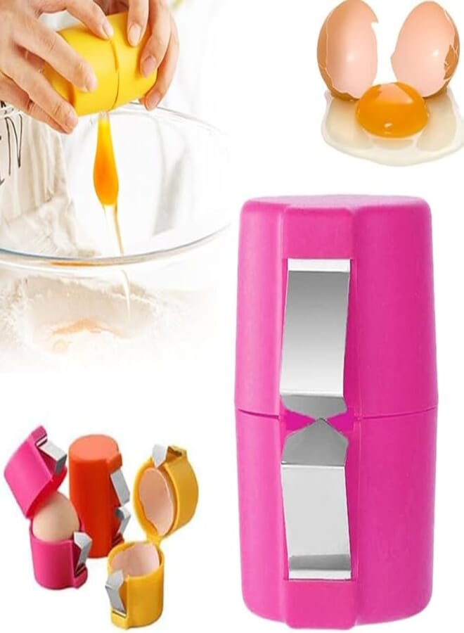 NKD Egg Shell Opener, 2024 New Egg Cracker Tool for Raw Eggs, Hard Boiled Egg Peeler Egg Cube Egg Separator Handheld, Stainless Steel Eggshell Breaker Egg Shell Cutter Kitchen Gadgets (Pink)