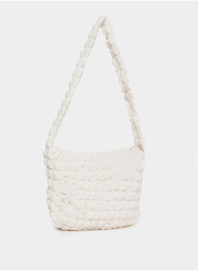 Styli - Textured Shoulder Bag with Zip Closure - Image 1