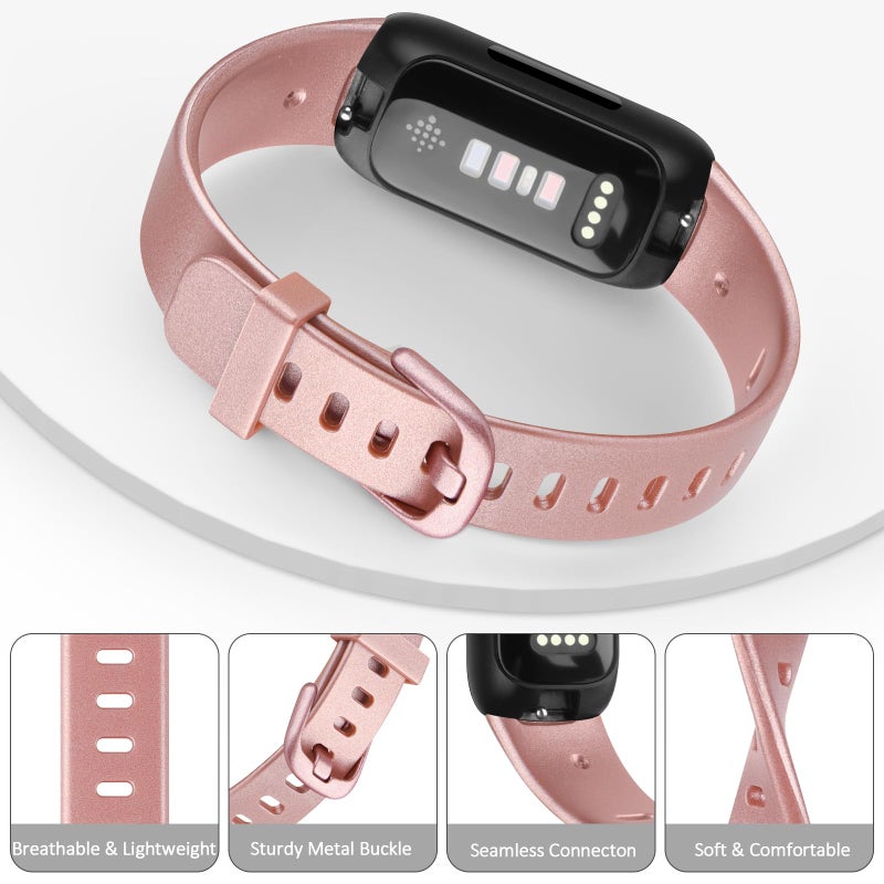 Meliya for Fitbit Inspire 3 Bands Women Men, Soft Silicone Adjustable Wristband Replacement Sport Straps Compatible with Fitbit Inspire 3 Fitness Tracker (Pink Gold) - Image 4