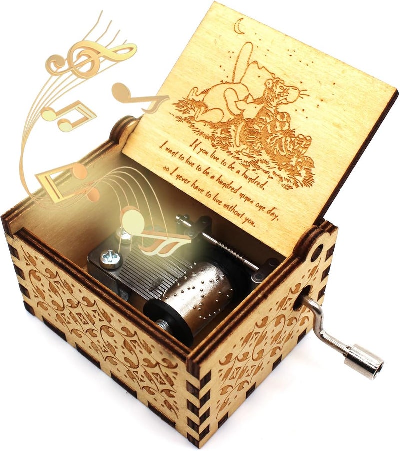 ukebobo Wooden Music Box - The Pooh Saying Music Box, Gift for Friend, Christmas, Holiday, New Year - 1 Set (11) - Image 1