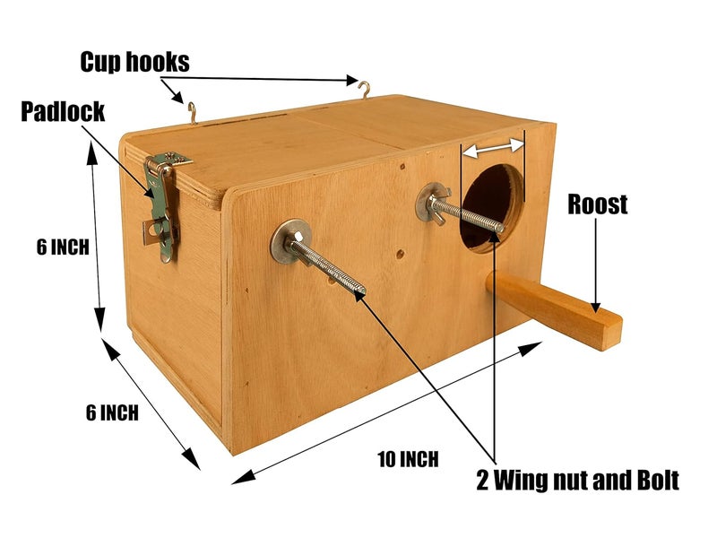 CRIB FACTORY Breeding Box for African Love Birds | HIGH-QALITY Plywood | 10 X 6 X 6 INCH (HIGH-QALITY Plywood) - Image 2