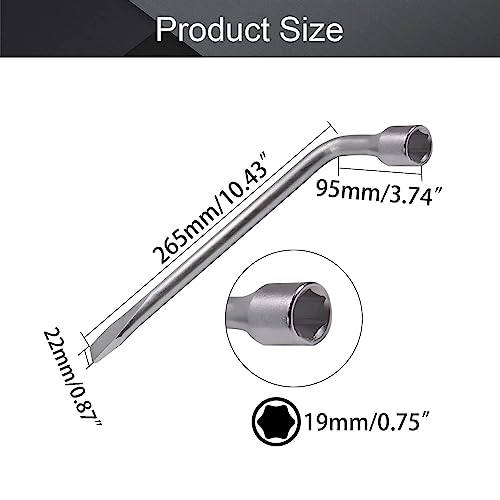 Utoolmart Car Spare Tire Lug Wrench for Jack - L Type Hexagon 19mm Slotted End Socket Repair Tool 1pcs - Image 2