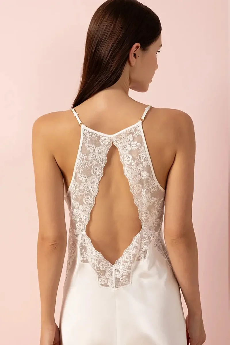 Ayyıldız 3803 Ecru Nightgown Dressing Gown Set
