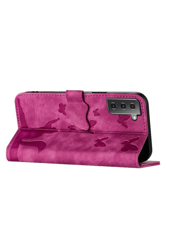 اس-توب جراب لهاتف Samsung Galaxy S22 5G، جراب هاتف جلدي قلاب بنقشة قطة على شكل فراشة - Image 5